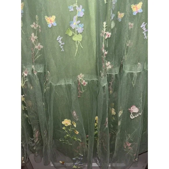 Tulle Embroidered Women's Corset Ball Gown size 4 Pistachio Green Fairy Romantic - Picture 6 of 9